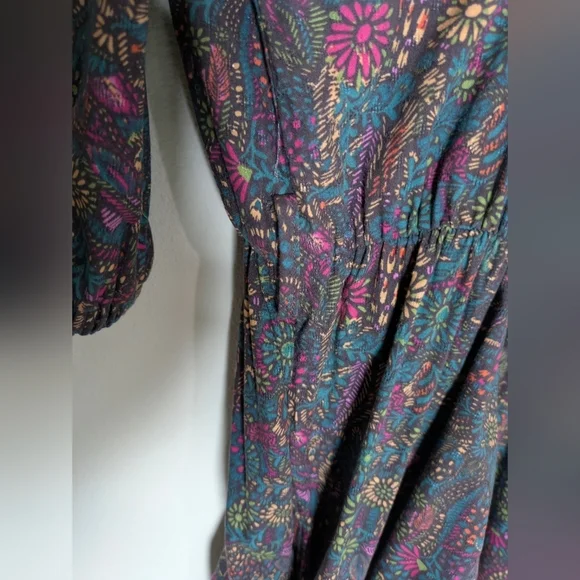 EVEREVE WOMENS floral Fall jumpsuit 3/4 ballon sleeves ockets cotton blend Small - Picture 11 of 15